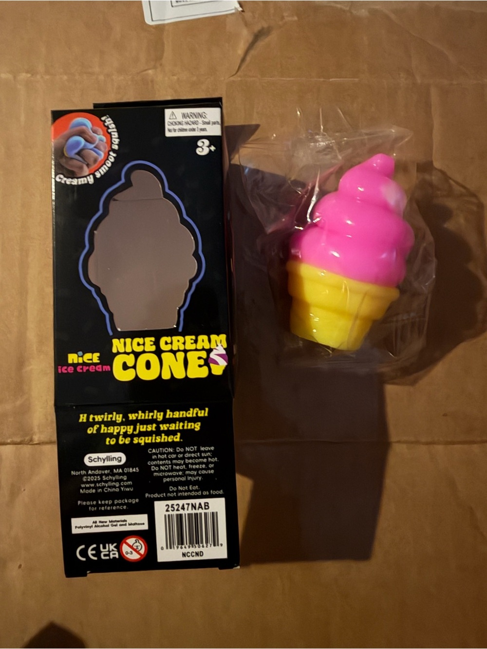 Nice Cream Cone Soft Squishy Toy - Pink & Yellow